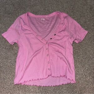 PAC Sun Women's Pink Button-Up Crop Top - Size Small